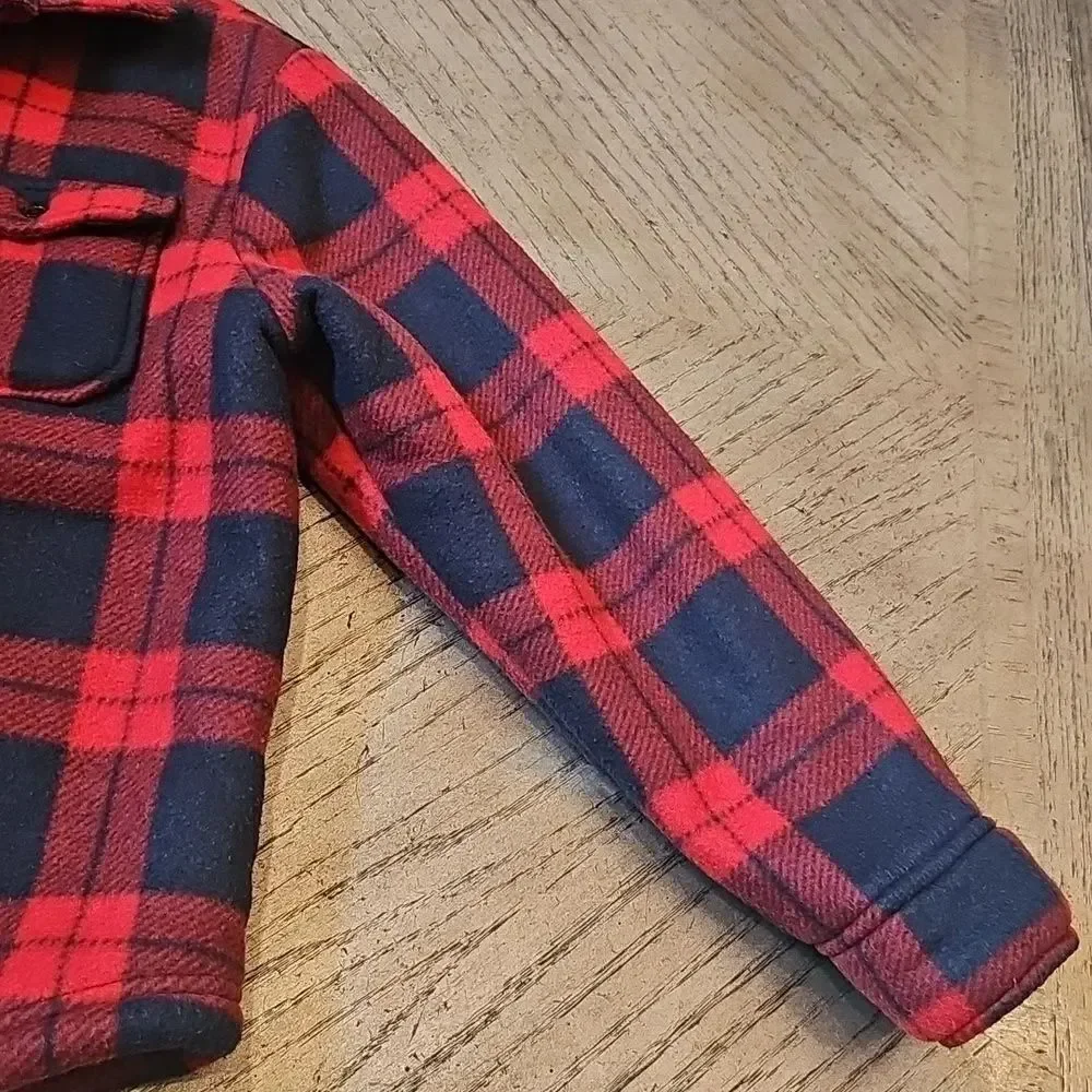 Red and Black Plaid Fleece Jacket Size 8/10